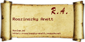 Roszinszky Anett névjegykártya